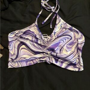 SHEIN Purple Swirl Halter Crop Top
